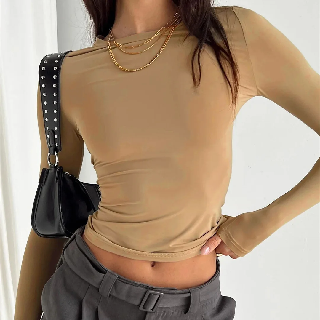 2025 spring and summer women's clothing new solid color round neck slim-fit bottoming shirt long-sleeved T-shirt top
2025 spring and summer women's clothing new solid color round neck slim-fit bottoming shirt long-sleeved T-shirt top