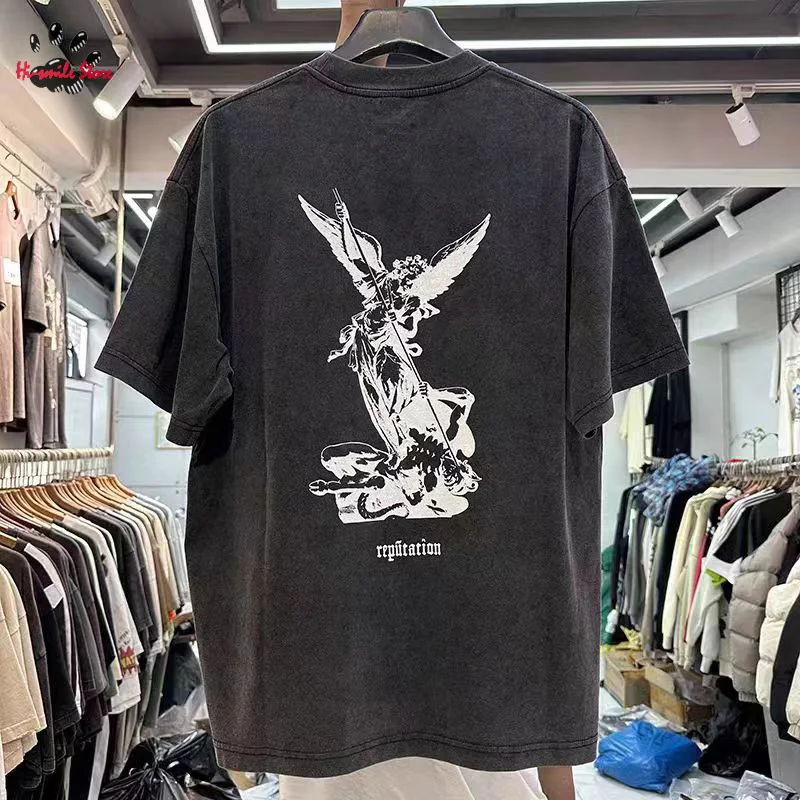 High Street Casual Loose Short Sleeve Washed Black Spring Summer Men Woman Simple Crewneck Cotton T-shirt
High Street Casual Loose Short Sleeve Washed Black Spring Summer Men Woman Simple Crewneck Cotton T-shirt