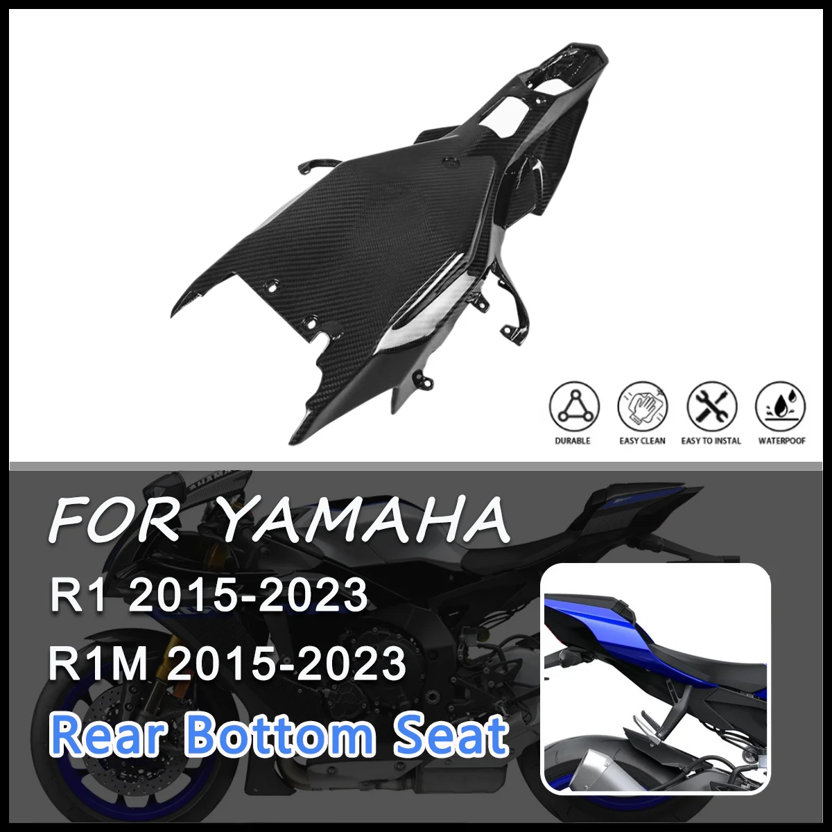 For YAMAHA R1 R1M 2017 2018 2019 2020 2021 2022 2023 3K 100% Dry Carbon Fiber Motorcycle Accessories Rear Bottom Seat
For YAMAHA R1 R1M 2017 2018 2019 2020 2021 2022 2023 3K 100% Dry Carbon Fiber Motorcycle Accessories Rear Bottom Seat