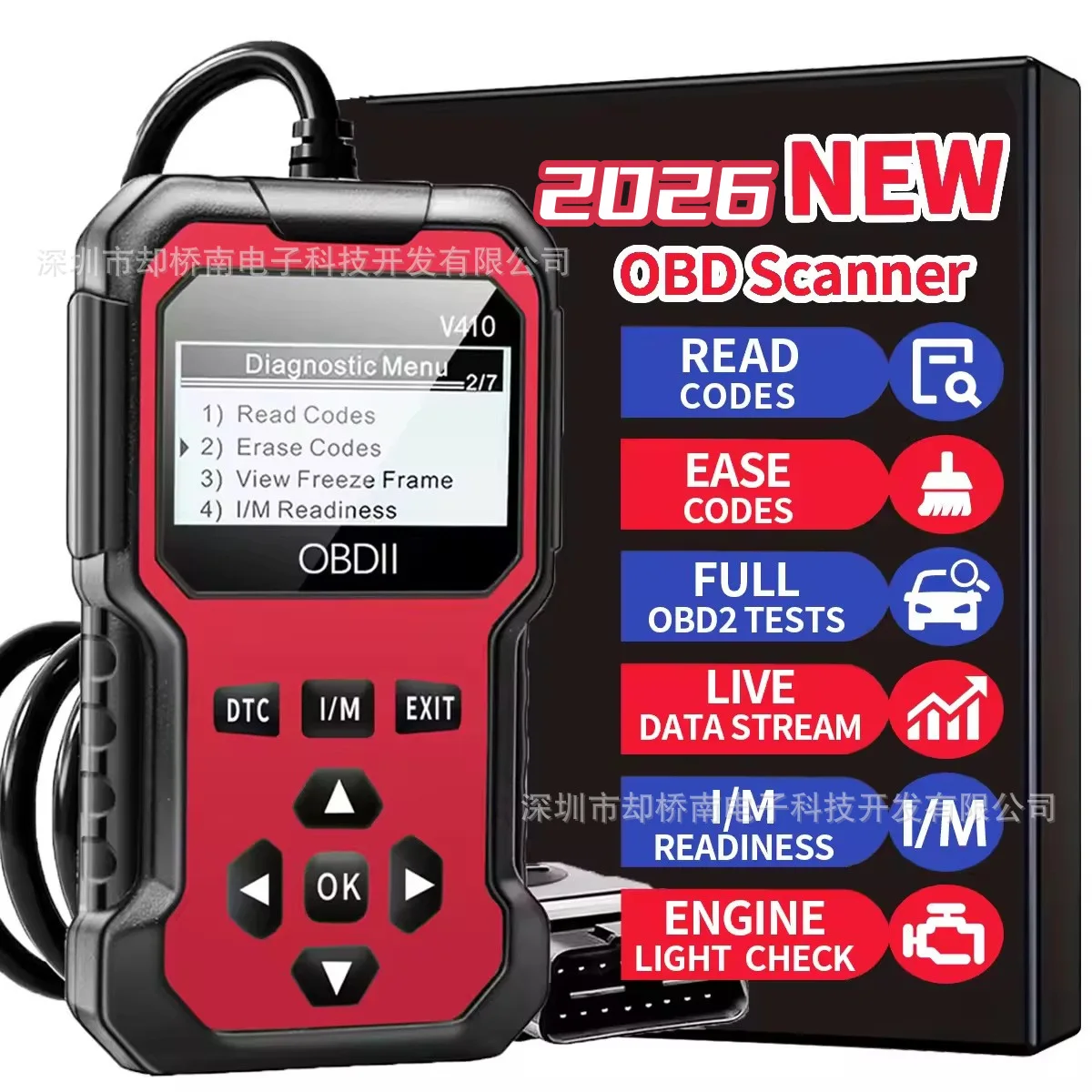 ELM327 OBD2 car diagnostic instrument, reads data stream, supports battery voltage detection
ELM327 OBD2 car diagnostic instrument, reads data stream, supports battery voltage detection