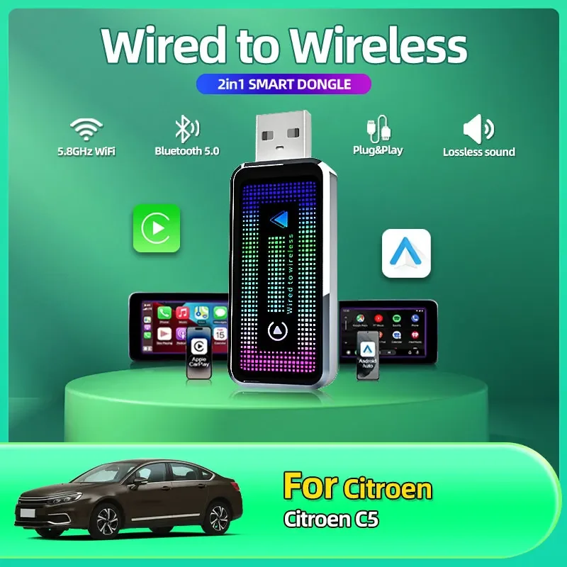 New 2 in 1 Mini Carplay Wireless Adapter seamless integration Android Auto For Apple USB Type-C Dongle in car For Citroen C5
New 2 in 1 Mini Carplay Wireless Adapter seamless integration Android Auto For Apple USB Type-C Dongle in car For Citroen C5