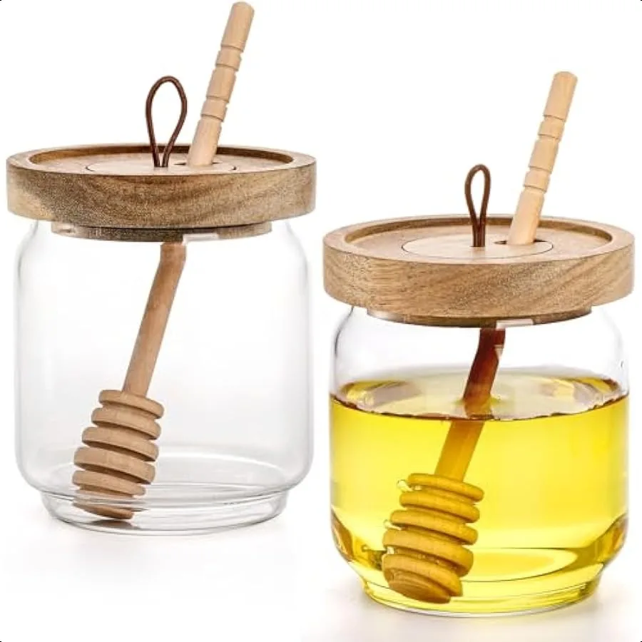 2 Pack Honey Jar Pot with Dipper 14 oz Glass Honey Jar Honey Container with Wooden Dipper and Acacia Lid Cover for Syrup Clear
2 Pack Honey Jar Pot with Dipper 14 oz Glass Honey Jar Honey Container with Wooden Dipper and Acacia Lid Cover for Syrup Clear