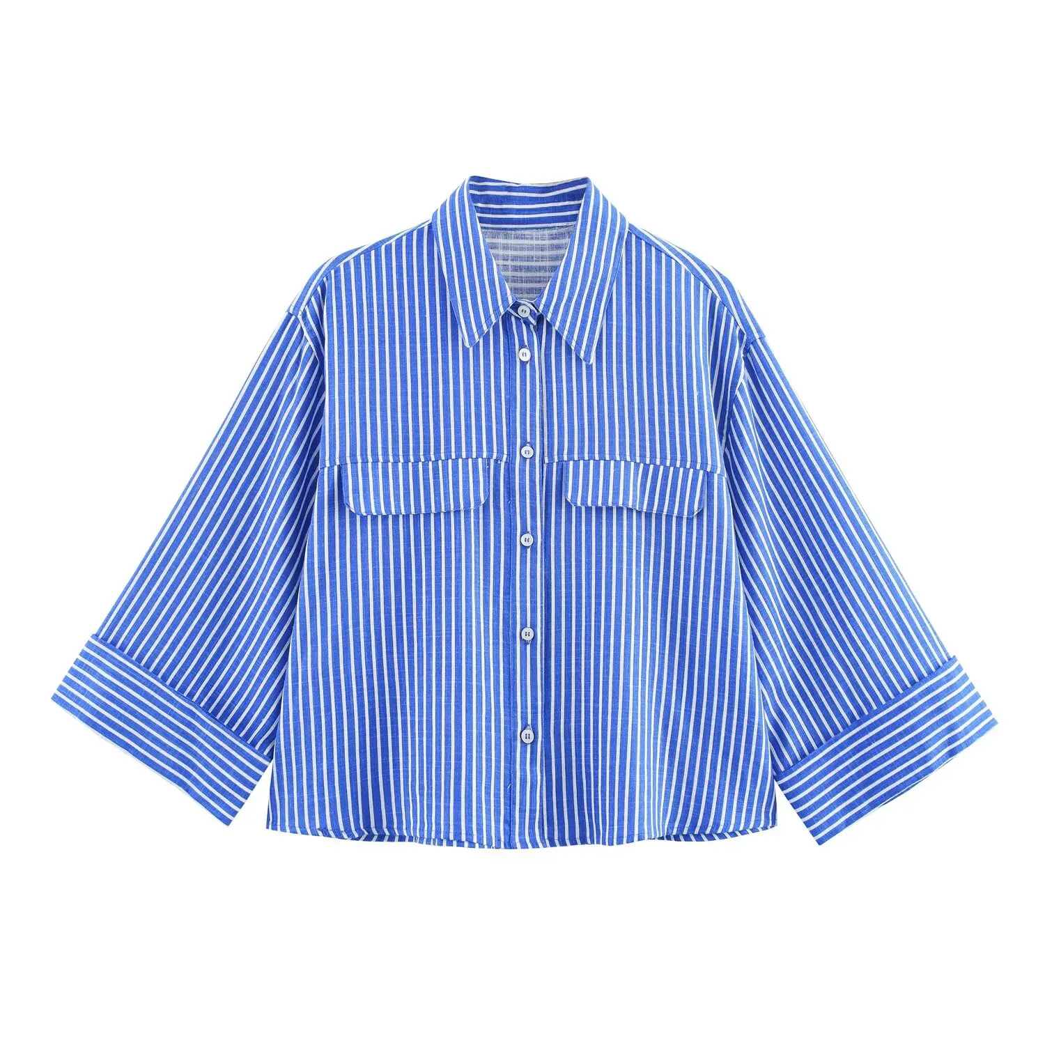BM&MD&ZA Womens Casual Loose Short Collared Three - Quarter Sleeve Linen Blend Striped Shirt Top
BM&MD&ZA Womens Casual Loose Short Collared Three - Quarter Sleeve Linen Blend Striped Shirt Top