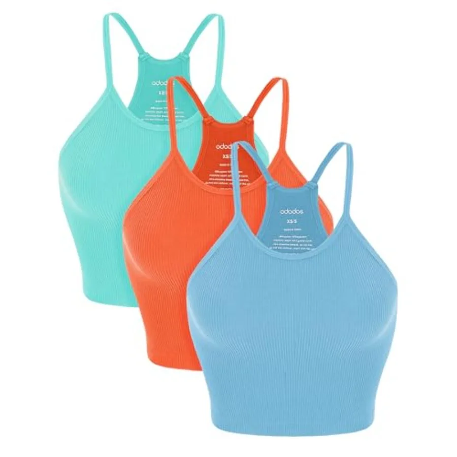 ODODOS Women's 3Pack Seamless RibKnit Camisole Tank Tops
ODODOS Women's 3Pack Seamless RibKnit Camisole Tank Tops
