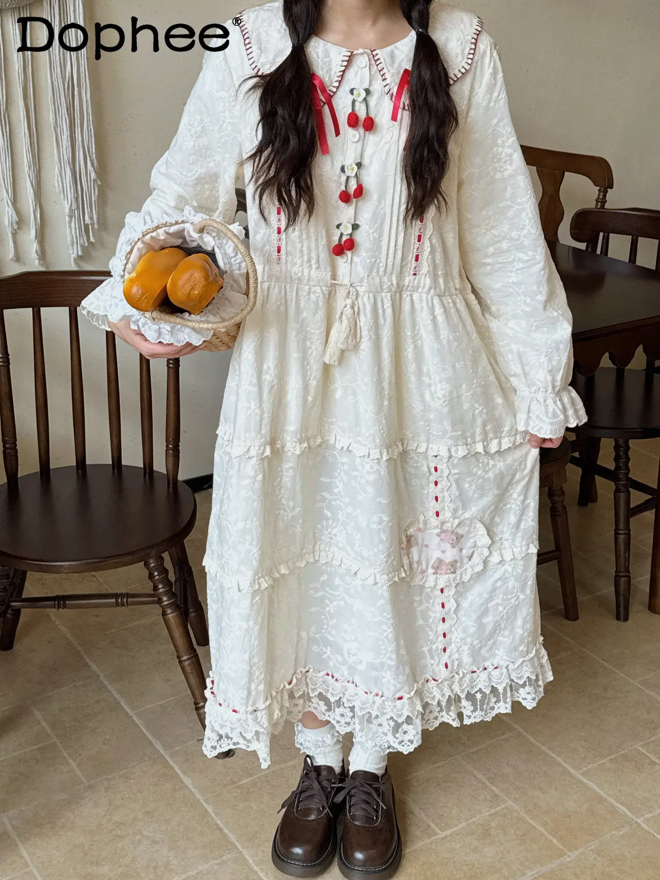 Retro Mori Sweet and Cute Girl Lolita Doll Collar Dress Japanese Original Loose Casual Doll Feeling Lace Medium and Long Dress
Retro Mori Sweet and Cute Girl Lolita Doll Collar Dress Japanese Original Loose Casual Doll Feeling Lace Medium and Long Dress