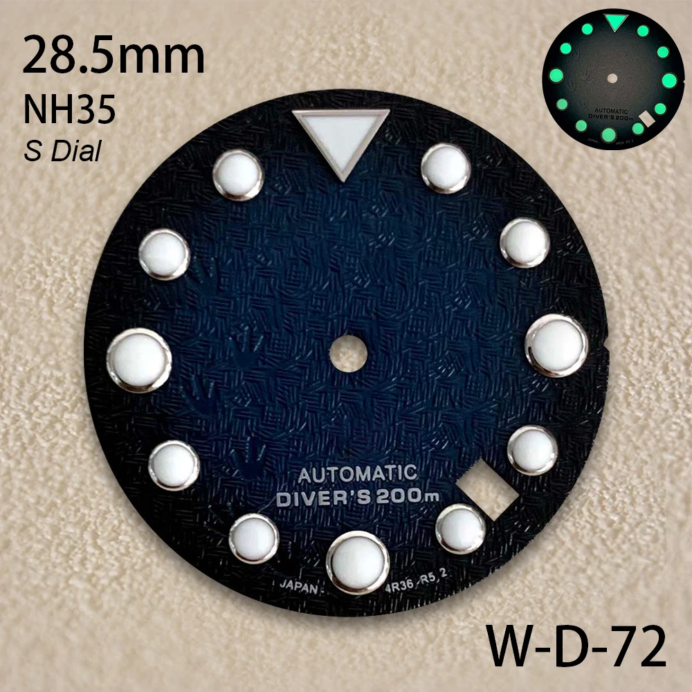 28.5mm S Logo Dial Suitable for NH35/NH36 Movement Green Luminous 3D Footprint High Dial Quality Watches Modified Accessories
28.5mm S Logo Dial Suitable for NH35/NH36 Movement Green Luminous 3D Footprint High Dial Quality Watches Modified Accessories
