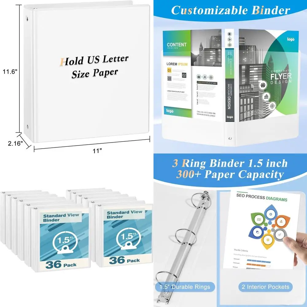 1.5 Round Ring Binder, 36-Count, Durable Letter-Size, White
1.5 Round Ring Binder, 36-Count, Durable Letter-Size, White