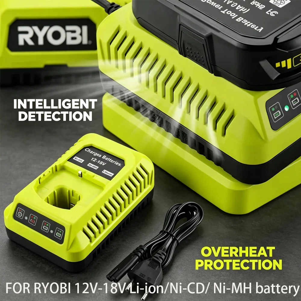 RYOBI ONE+ 12V-18V Battery Charger 2/3A Fast Charger for Li-ion Ni-CD Ni-MH Batteries with LED Status Lights&Overheat Protection
RYOBI ONE+ 12V-18V Battery Charger 2/3A Fast Charger for Li-ion Ni-CD Ni-MH Batteries with LED Status Lights&Overheat Protection