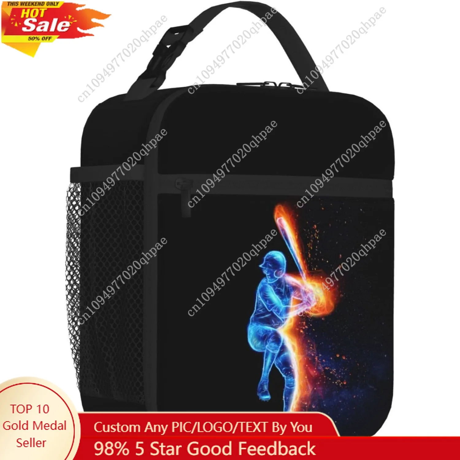 Boys Insulated Lunch Box with a Blue Baseball Player Pattern Print, Sports-themed Lunch Bags with Water Bottle Holder for Adults
Boys Insulated Lunch Box with a Blue Baseball Player Pattern Print, Sports-themed Lunch Bags with Water Bottle Holder for Adults