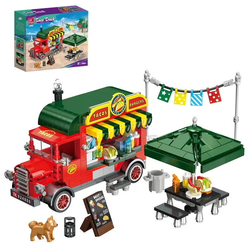 Taco Truck building block Set, City Street View Series, with table, puppy, children's house assembly toys615PCS
Taco Truck building block Set, City Street View Series, with table, puppy, children's house assembly toys615PCS
