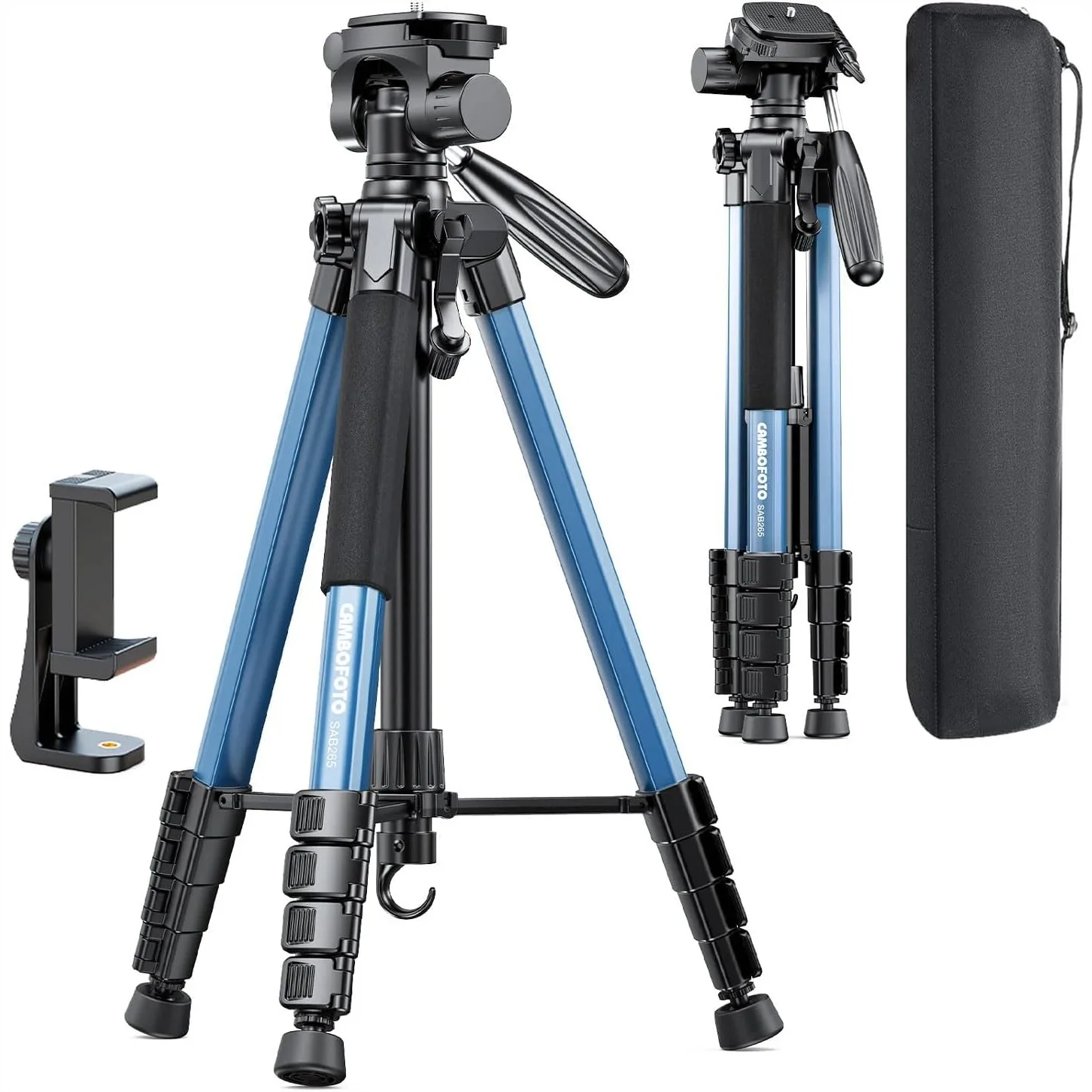 74" Camera Tripod, Navy Blue Aluminum Heavy Duty Stand for DSLR/Mirrorless/Cell Phone, with Holder and Travel Bag
74" Camera Tripod, Navy Blue Aluminum Heavy Duty Stand for DSLR/Mirrorless/Cell Phone, with Holder and Travel Bag