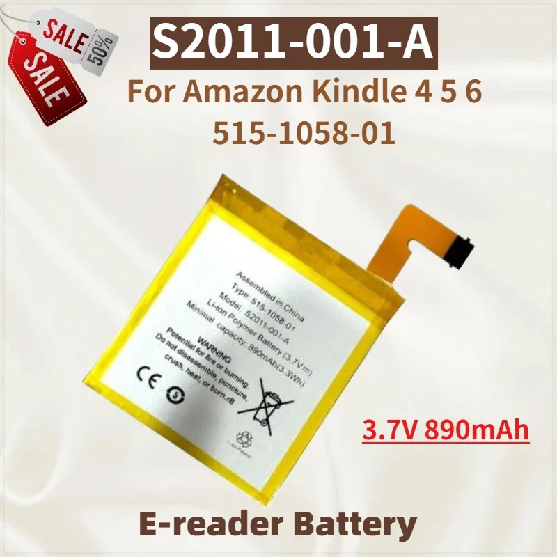 High Quality S2011-001-A E-reader Battery 3.7V 890mAh For Amazon Kindle 4 5 6 515-1058-01 Brand New Replacement Battery
High Quality S2011-001-A E-reader Battery 3.7V 890mAh For Amazon Kindle 4 5 6 515-1058-01 Brand New Replacement Battery