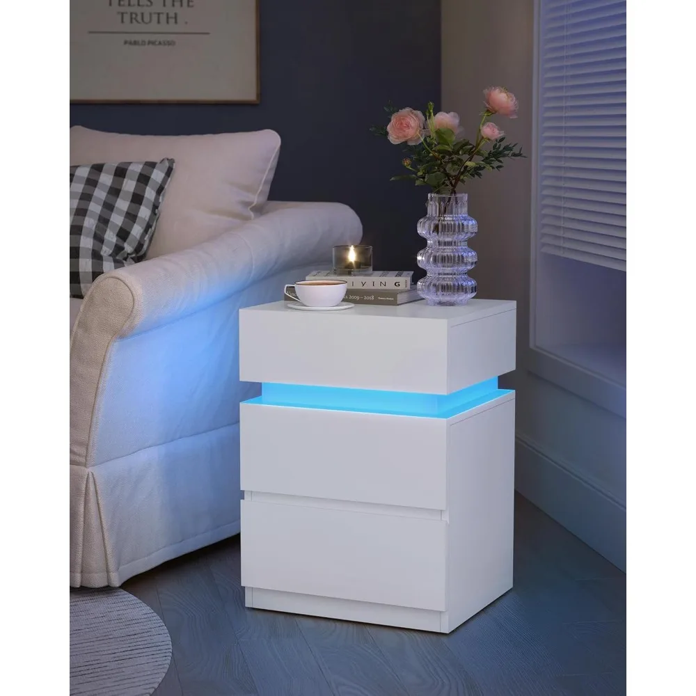 Nightstand with LED Light, Set of 2, Adjustable Light Color, Nightstand, Side Table with 3 Drawers, 13.8 X 15.7 X 21.7 Inches
Nightstand with LED Light, Set of 2, Adjustable Light Color, Nightstand, Side Table with 3 Drawers, 13.8 X 15.7 X 21.7 Inches