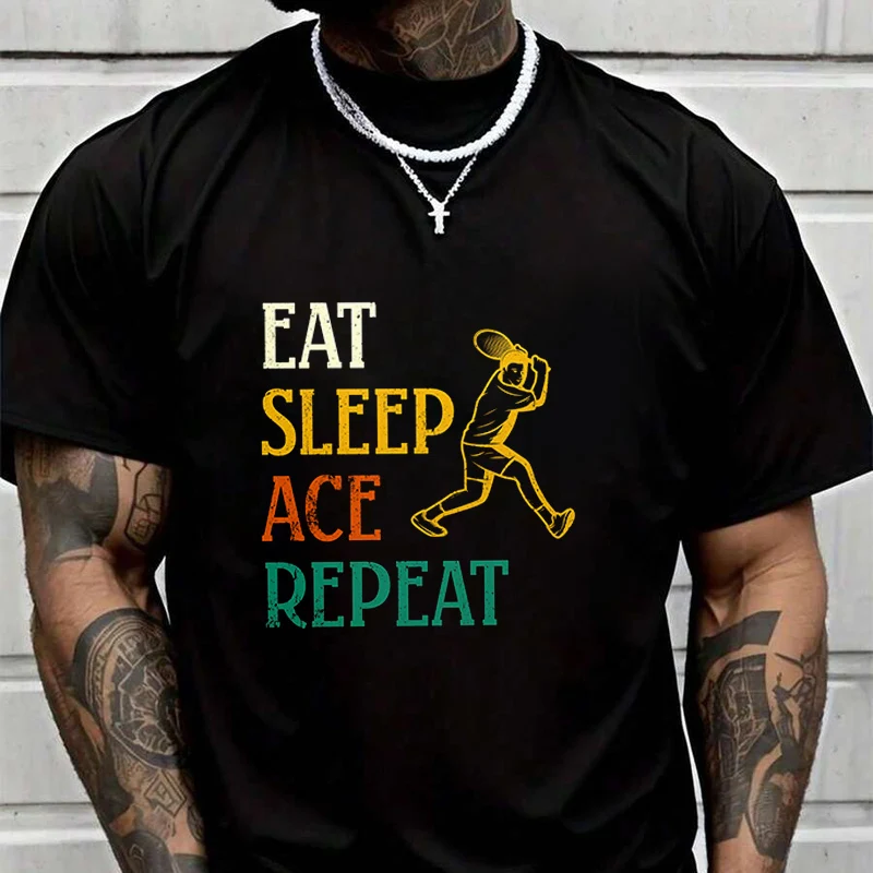 Men's Women Summer Tennis Eat Sleep Ace T-shirt Loose Short Sleeved Casual Basic TShirt Round Neck Solid Color Unisex Tops
Men's Women Summer Tennis Eat Sleep Ace T-shirt Loose Short Sleeved Casual Basic TShirt Round Neck Solid Color Unisex Tops