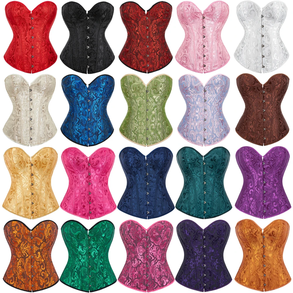 Jacquard Overbust Corset Chest Binder Waist Bustier Top Lace Up Fishbones Korset Espartilhos Corpete
Jacquard Overbust Corset Chest Binder Waist Bustier Top Lace Up Fishbones Korset Espartilhos Corpete