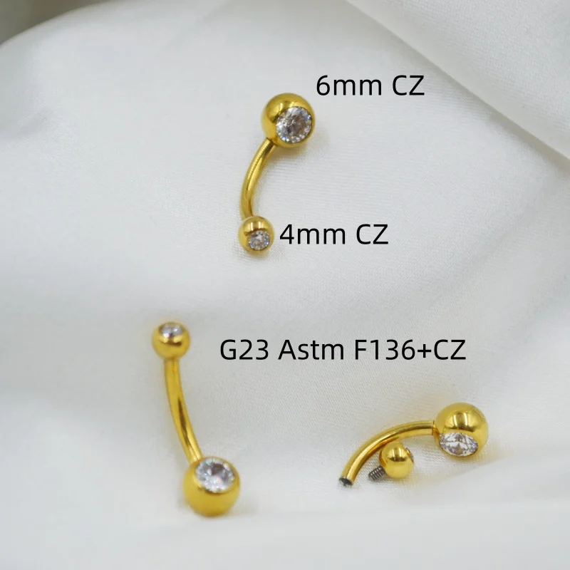 10pcs G23 Titanium ASTM F136 CZ Navel Smart Sizes 1.6x10x4/6mm Belly Ring Barballs Body Piercing Jewelry
10pcs G23 Titanium ASTM F136 CZ Navel Smart Sizes 1.6x10x4/6mm Belly Ring Barballs Body Piercing Jewelry