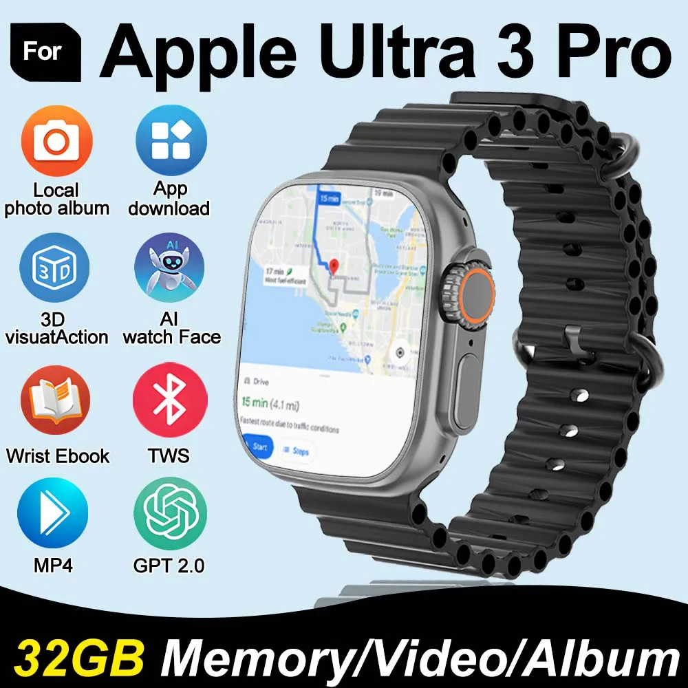 2025 New DT Ultra 3 Google map NFC Smartwatch 32G Memory Music Video NFC Bluetooth Call Waterproof Smartwatch For Android iOS
2025 New DT Ultra 3 Google map NFC Smartwatch 32G Memory Music Video NFC Bluetooth Call Waterproof Smartwatch For Android iOS