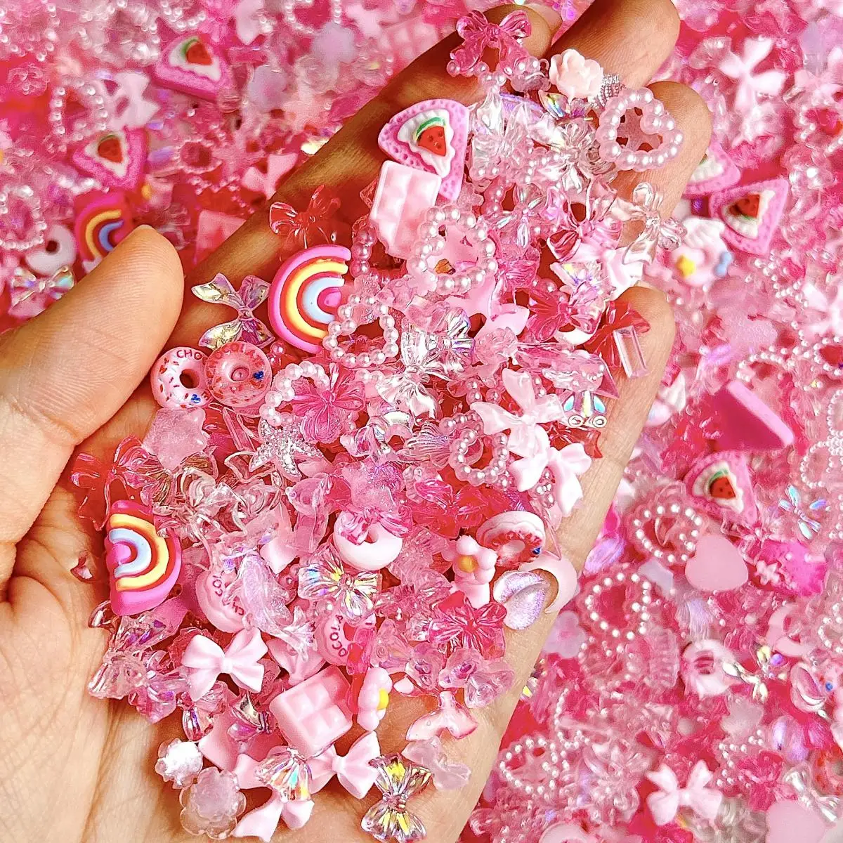 Random Mixed Rainbow Bow Heart Nail Art Decorations Creative Chocolate Donuts Pink Series Nail Charms DIY Manicure Accessories
Random Mixed Rainbow Bow Heart Nail Art Decorations Creative Chocolate Donuts Pink Series Nail Charms DIY Manicure Accessories