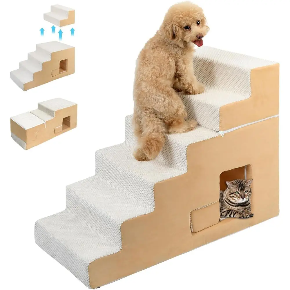 Pet Stairs for Small Dogs: 27 High, 6-Step, Non-Slip, Washable Cover (Beige)
Pet Stairs for Small Dogs: 27 High, 6-Step, Non-Slip, Washable Cover (Beige)