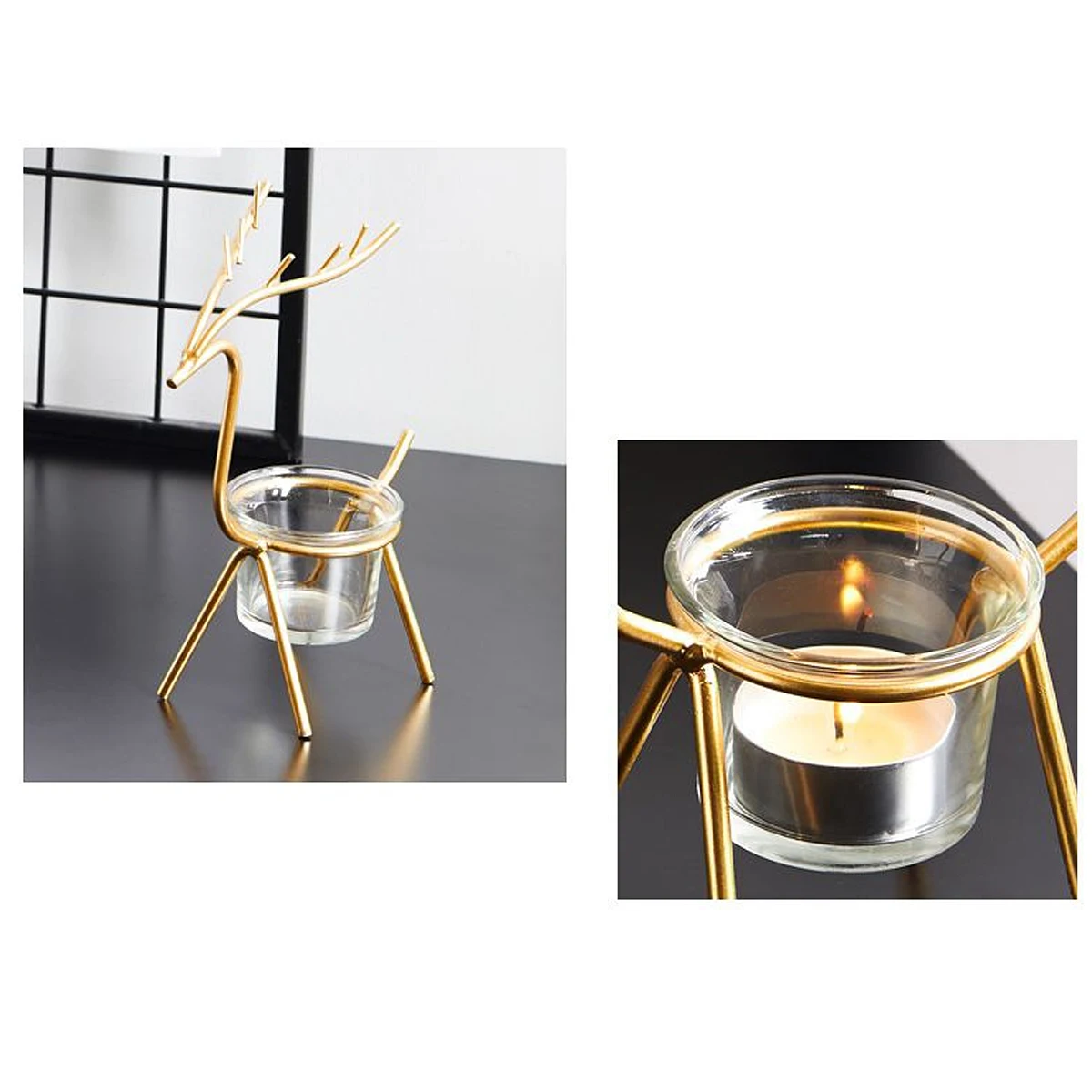 Candles Holders Decor Deer Candlestick Light Centerpiece Decoration Golden Glass Vintage Home 
Candles Holders Decor Deer Candlestick Light Centerpiece Decoration Golden Glass Vintage Home