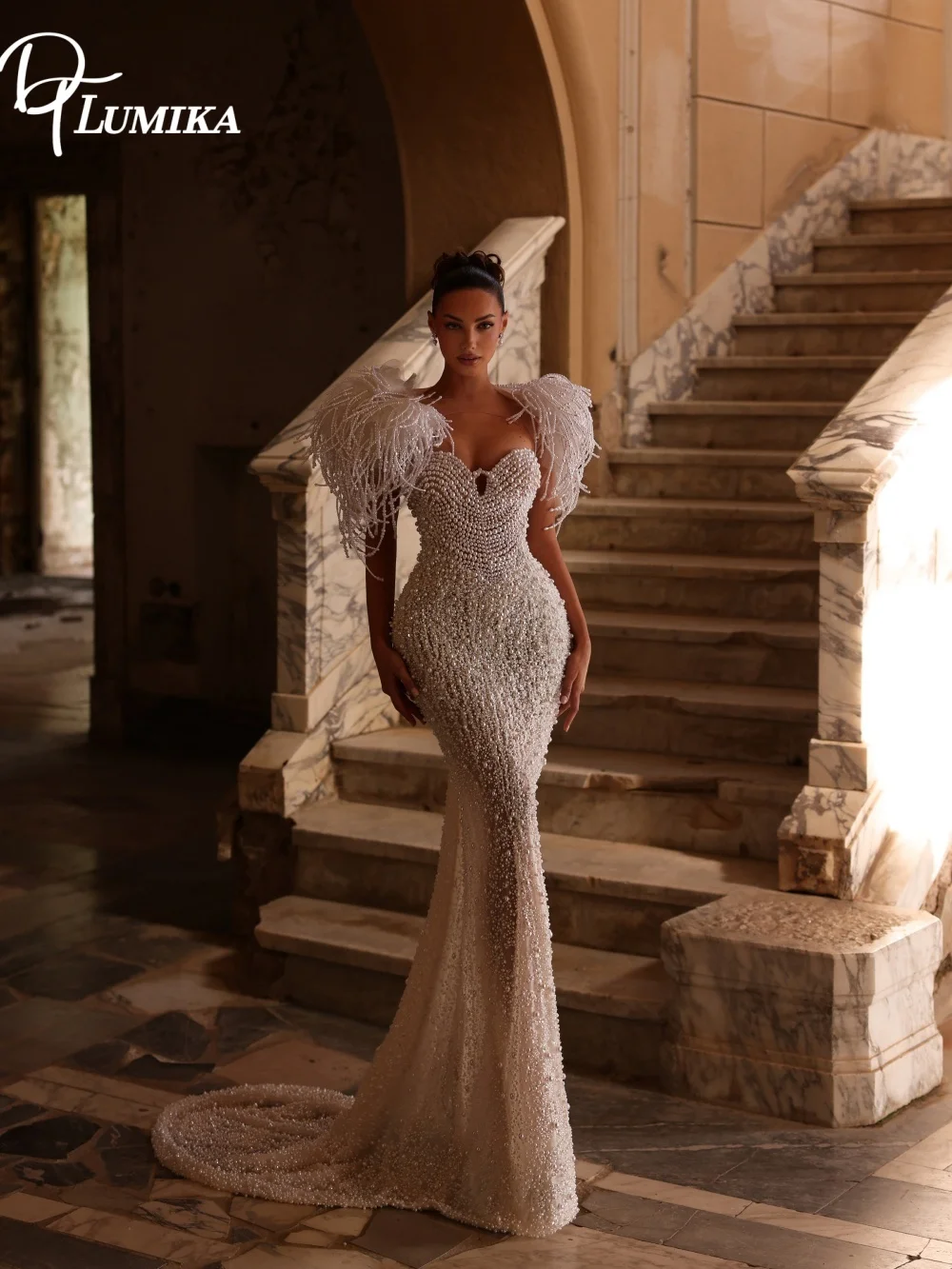 High End Pearl Beaded Mermaid Bridal Gown With Unique Tassel Off Shoulder Sleeves Customized Wedding Dress Vestido De Novia
High End Pearl Beaded Mermaid Bridal Gown With Unique Tassel Off Shoulder Sleeves Customized Wedding Dress Vestido De Novia
