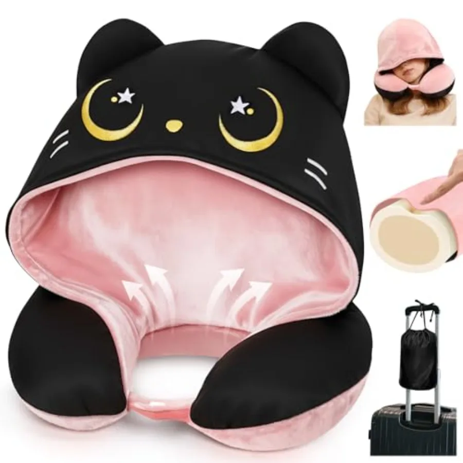 Travel Neck Pillow with Hood for Airplanes, Memory Foam, Breathable Ice Silk and Soft Velvet, Double-Sided, Removable to Clean,
Travel Neck Pillow with Hood for Airplanes, Memory Foam, Breathable Ice Silk and Soft Velvet, Double-Sided, Removable to Clean,