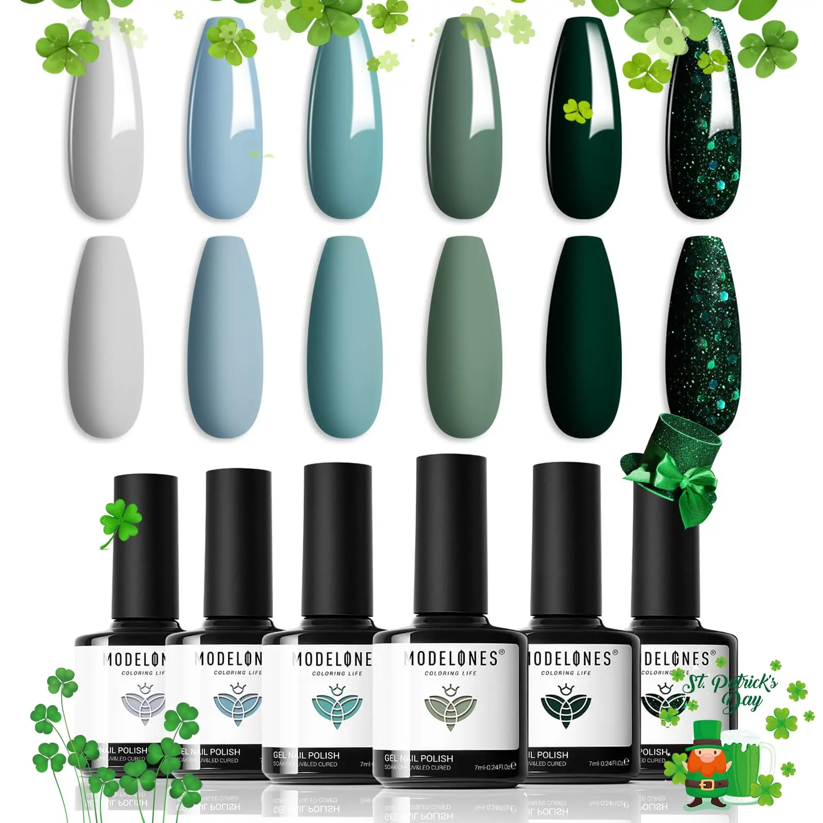 Набор гель-лаков Modelones - 6 цветов: 2026 St Patricks Spring Misty Gray, темно-зеленый, глиттерный гель-лак, шалфейно-зеленый, Baby Green
Набор гель-лаков Modelones - 6 цветов: 2026 St Patricks Spring Misty Gray, темно-зеленый, глиттерный гель-лак, шалфейно-зеленый, Baby Green