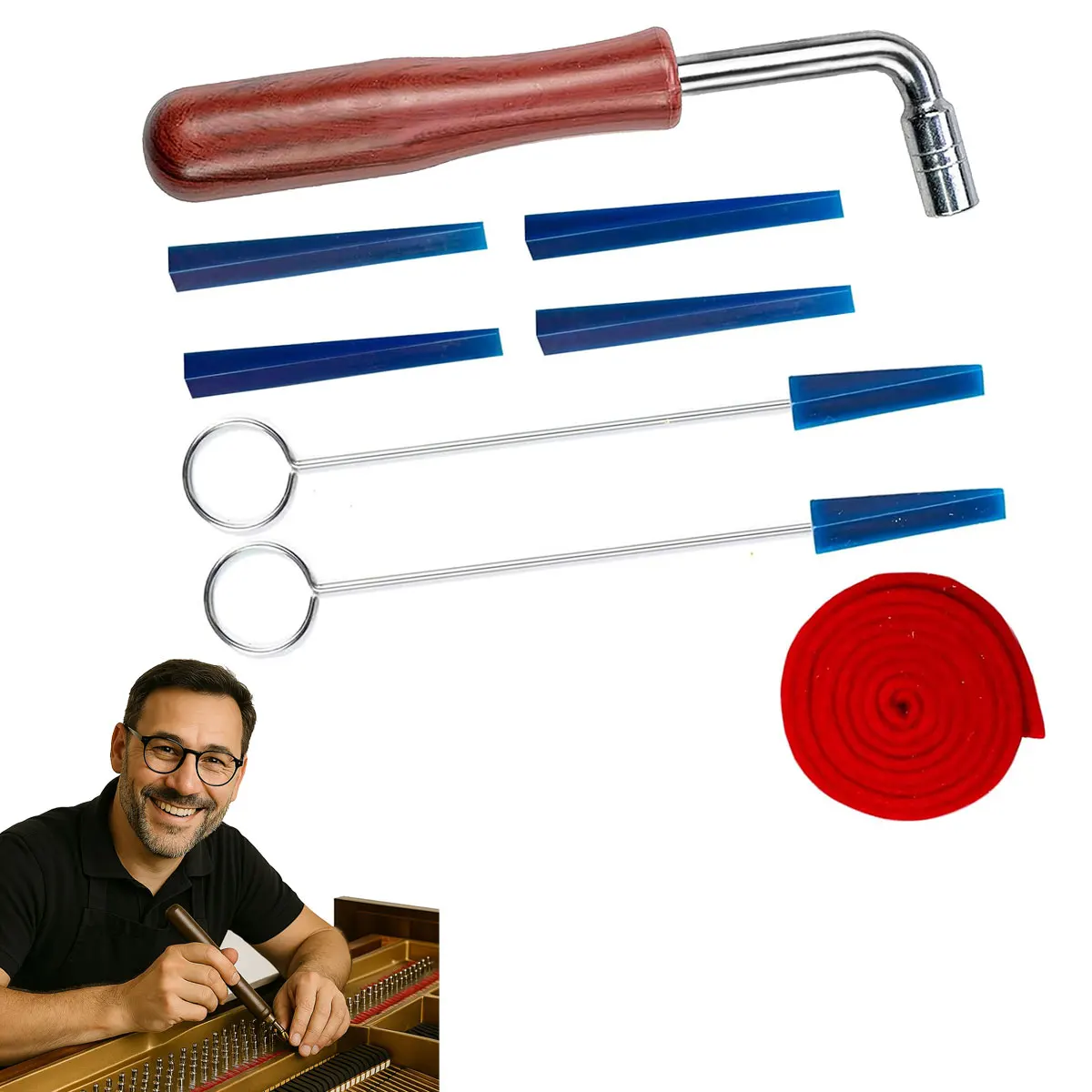 Piano Hammer,Piano Tuning Kit Professional Piano Tuning Wrench Hammer Rubber Mutes Set 8 Pcs Piano Tuner Tools Kit
Piano Hammer,Piano Tuning Kit Professional Piano Tuning Wrench Hammer Rubber Mutes Set 8 Pcs Piano Tuner Tools Kit
