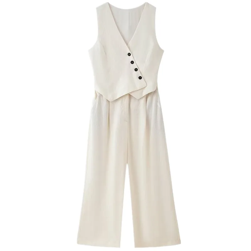 New Summer 2025 Women's Linen Blend Vest Sle Jumpsuit Long Pants Faionable Versatile mid Waist Long Length Polyester Fabric
New Summer 2025 Women's Linen Blend Vest Sle Jumpsuit Long Pants Faionable Versatile mid Waist Long Length Polyester Fabric