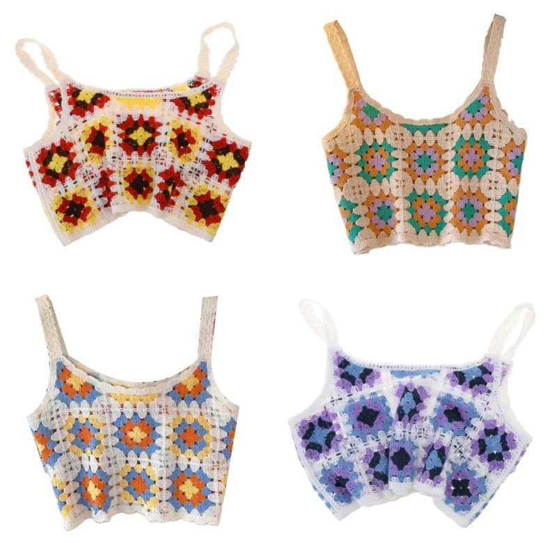 Knit Short Crop for Tank Top Women Summer Ethnic Hollow Out Crochet Contrast Color Floral Sleeveless Loose Vest Camisole
Knit Short Crop for Tank Top Women Summer Ethnic Hollow Out Crochet Contrast Color Floral Sleeveless Loose Vest Camisole