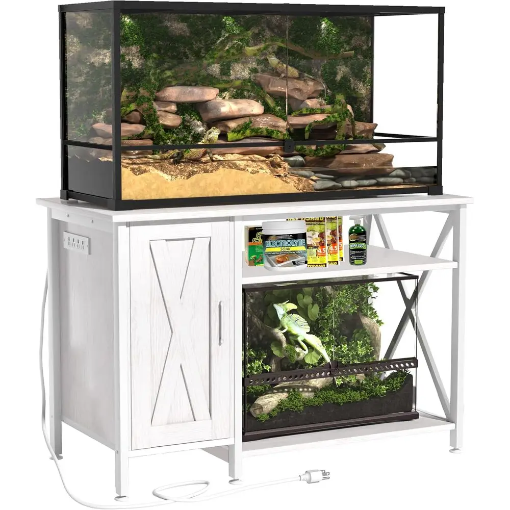 40-120 Gallon Reptile Tank Stand with Storage and Power Outlet, 48x24 White Tabletop Enclosure
40-120 Gallon Reptile Tank Stand with Storage and Power Outlet, 48x24 White Tabletop Enclosure