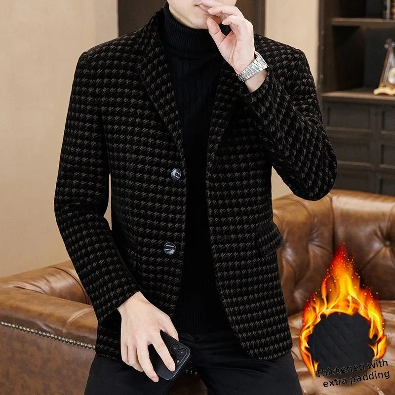 Autumn Winter Thiened Cotton Woolen Men's Casual Faion Outerwear Versatile Cheered Suit Jaet for Young Urban Dwellers
Autumn Winter Thiened Cotton Woolen Men's Casual Faion Outerwear Versatile Cheered Suit Jaet for Young Urban Dwellers
