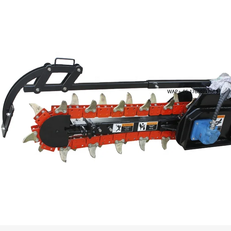 Ditching Machine Trencher Equip on Tractor Loader
Ditching Machine Trencher Equip on Tractor Loader