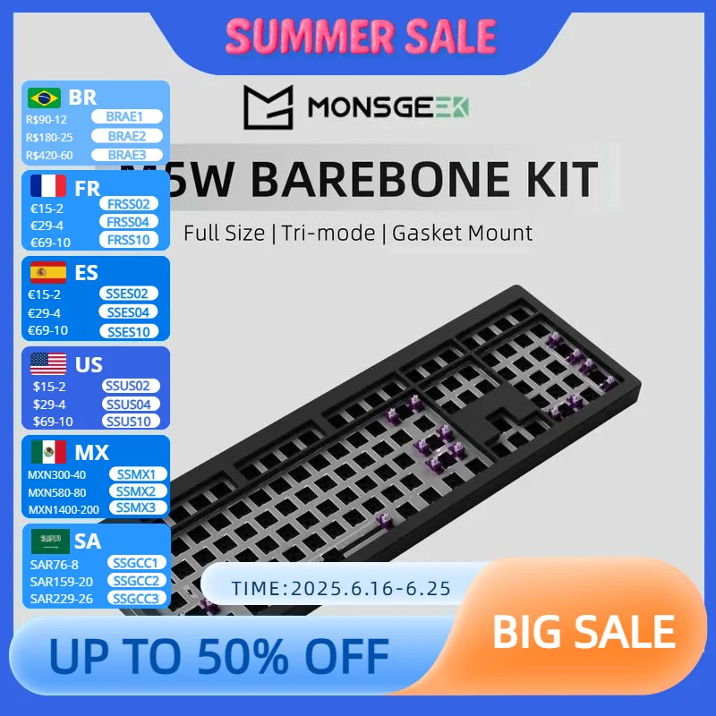 Akko MonsGeek M5W Mechanical Keyboard Kit 108 Keys 100% RGB Hot-swappable USB Type-C/2.4G/BT5.0 Wireless Tri-mode Barebone Kit
Akko MonsGeek M5W Mechanical Keyboard Kit 108 Keys 100% RGB Hot-swappable USB Type-C/2.4G/BT5.0 Wireless Tri-mode Barebone Kit
