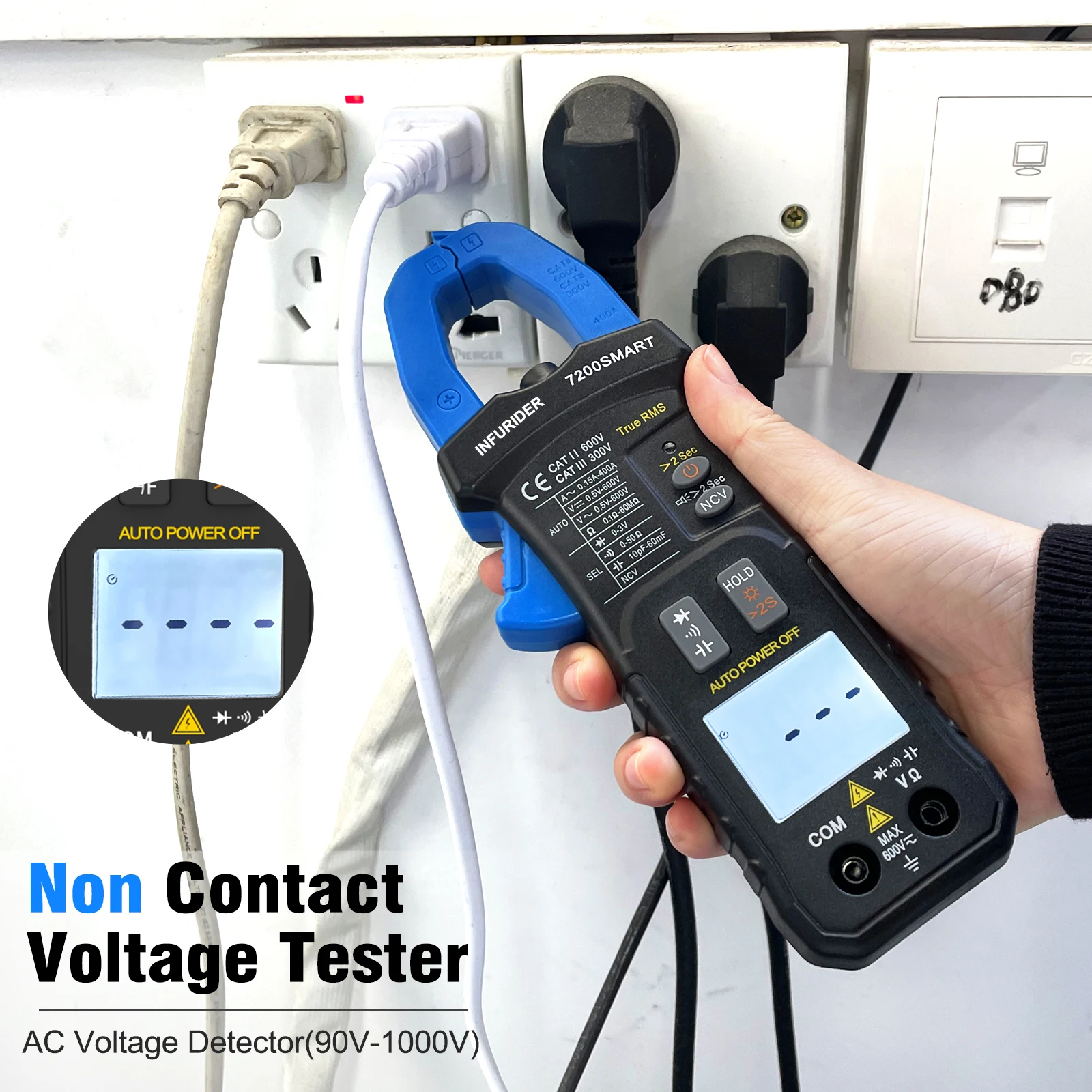 YF-7200SMART Smart Clamp Meter 6000 Counts 400A True RMS Auto Select NCV Backlight Flashlight Capacitance
YF-7200SMART Smart Clamp Meter 6000 Counts 400A True RMS Auto Select NCV Backlight Flashlight Capacitance