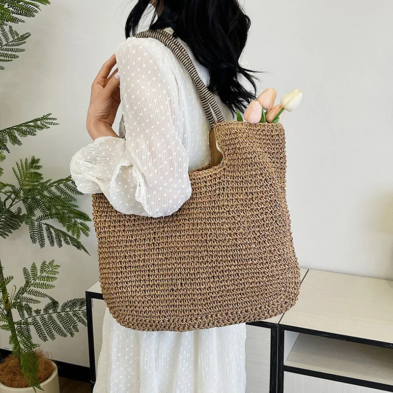 Hand-Woven Armpit Bag Summer Woven Tote Handbag Large Capacity Women's Shoulder Bag Paper Rope Ladies Beach Underarm Bag 2025
Hand-Woven Armpit Bag Summer Woven Tote Handbag Large Capacity Women's Shoulder Bag Paper Rope Ladies Beach Underarm Bag 2025