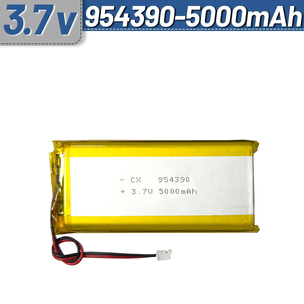 3.7V 5000mAh 954390 Battery Lipo Polymer Lithium Ion Rechargeable Batteries +PCB Protection Board PH2.0 JST1.25 Optional interf
3.7V 5000mAh 954390 Battery Lipo Polymer Lithium Ion Rechargeable Batteries +PCB Protection Board PH2.0 JST1.25 Optional interf