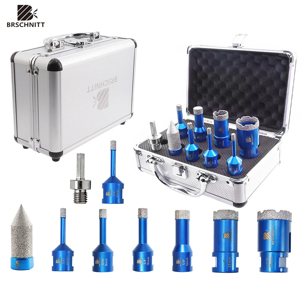 BRSCHNITT 9pcs Diamond Drilling Bits Kit Tile Cutter for Drilling Ceramic Marble Granite, 58 11 Thread Hole Saw
BRSCHNITT 9pcs Diamond Drilling Bits Kit Tile Cutter for Drilling Ceramic Marble Granite, 58 11 Thread Hole Saw