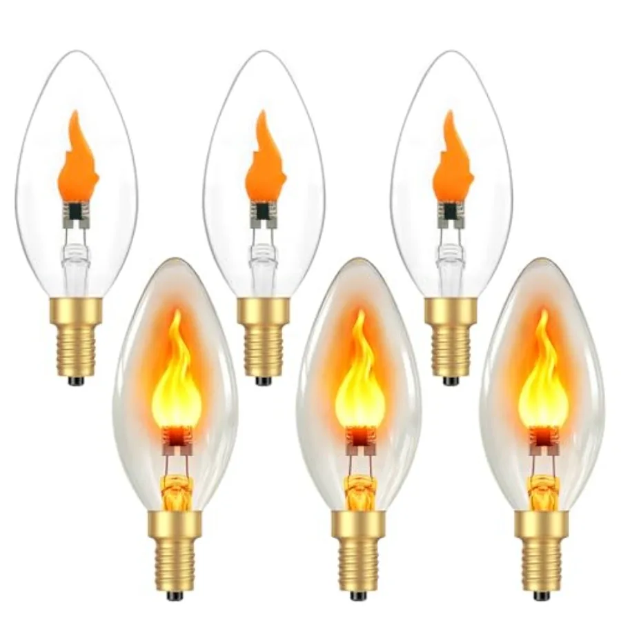 Flame Light Bulbs E1, Realistic Flickering Flame LED Bulb, Clear Glass Fire Light Bulb for Halloween Christmas Decorations, Can
Flame Light Bulbs E1, Realistic Flickering Flame LED Bulb, Clear Glass Fire Light Bulb for Halloween Christmas Decorations, Can