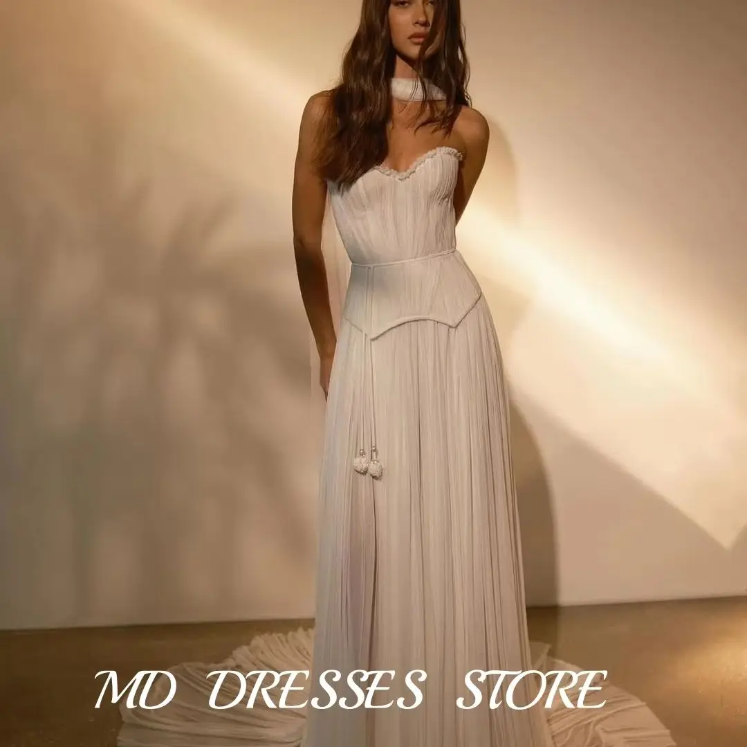 MD A-line Sweetheart Chiffon Wedding Dress Illusion Sleeveless Long Evening Dresses Sweep Train Vestido De Noiva Customized
MD A-line Sweetheart Chiffon Wedding Dress Illusion Sleeveless Long Evening Dresses Sweep Train Vestido De Noiva Customized