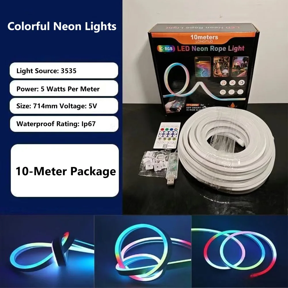 RGBIC LED Neon Rope Light Bluetooth APP Control USB Powered Colorful Flexible Light Strip Music Sync Neon Effect
RGBIC LED Neon Rope Light Bluetooth APP Control USB Powered Colorful Flexible Light Strip Music Sync Neon Effect