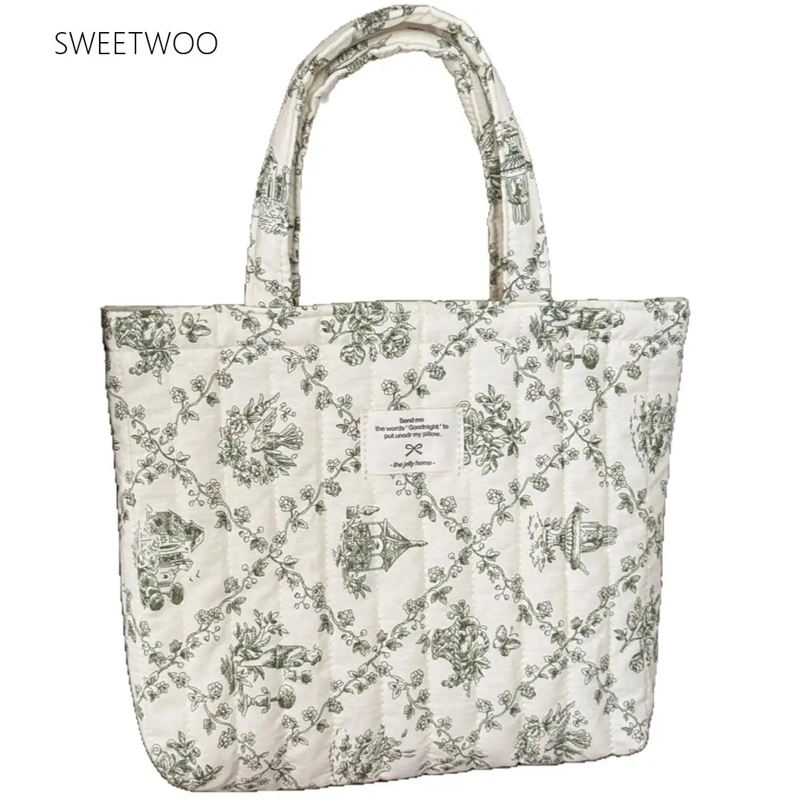 Women Floral Quilted Cotton Tote Bag Vintage Printed Small Handbag for Casual Daily Use
Women Floral Quilted Cotton Tote Bag Vintage Printed Small Handbag for Casual Daily Use