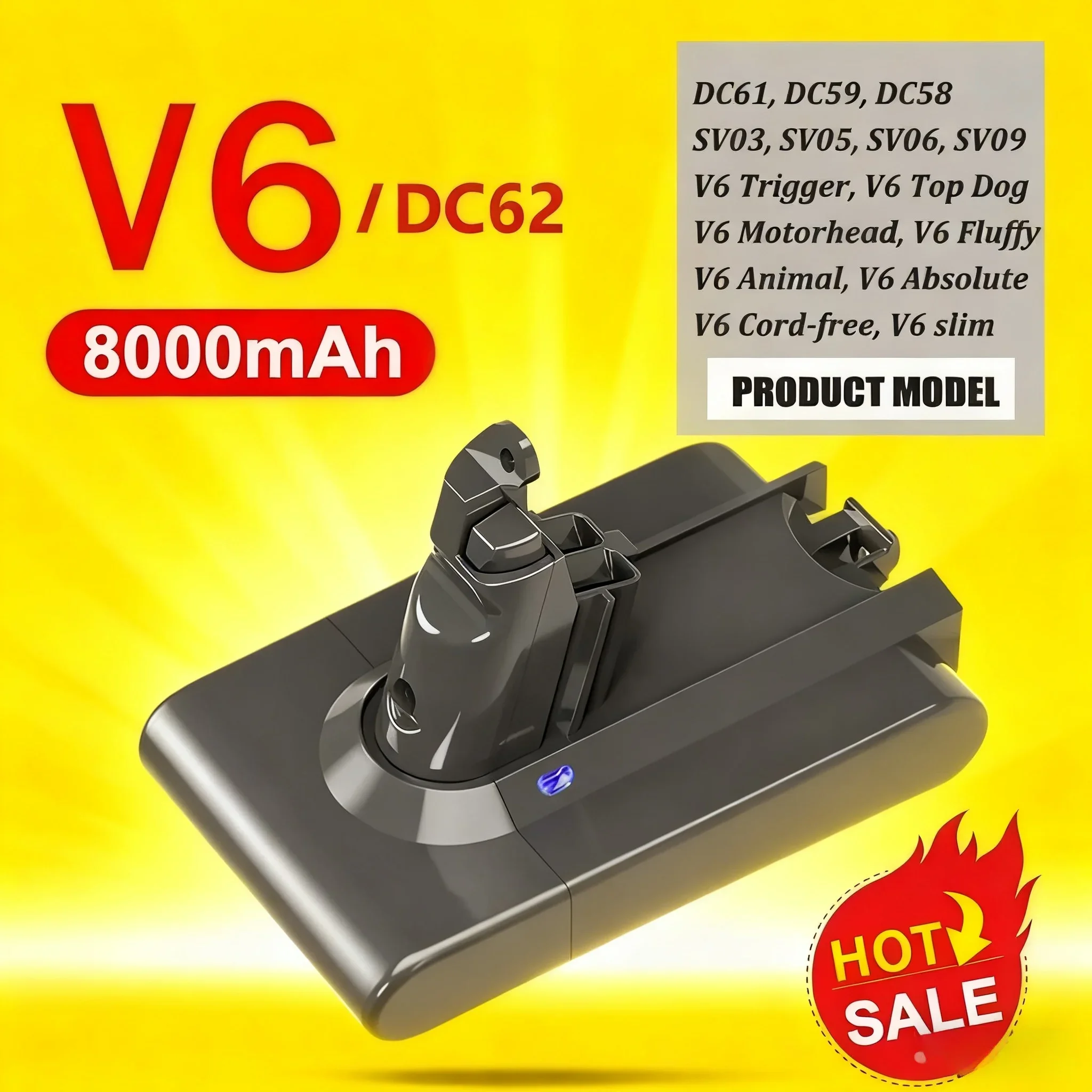 Аккумулятор 8000 мАч для Dyson V6 V7 V8 V10 V11 серий SV07 SV09 SV10 SV11 SV12 SV14 SV15 DC62, литий-ионный, перезаряжаемый, 18650
Аккумулятор 8000 мАч для Dyson V6 V7 V8 V10 V11 серий SV07 SV09 SV10 SV11 SV12 SV14 SV15 DC62, литий-ионный, перезаряжаемый, 18650