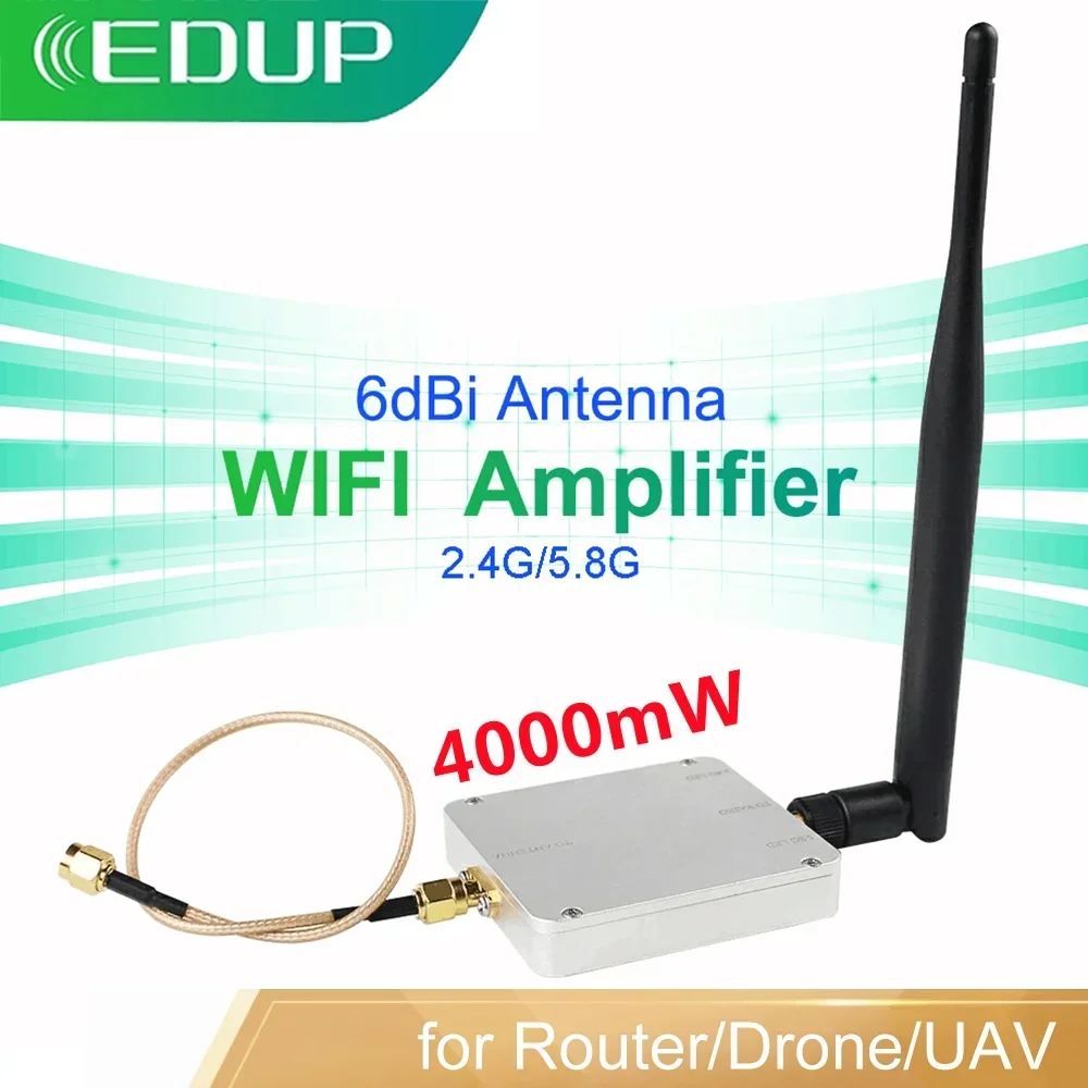EDUP Wi-Fi усилитель 2,4G и 5,8G дальнего действия 4000 мВт усилитель 6 дБи антенна беспроводной усилитель сигнала Wi-Fi для маршрутизатора дрона БПЛА
EDUP Wi-Fi усилитель 2,4G и 5,8G дальнего действия 4000 мВт усилитель 6 дБи антенна беспроводной усилитель сигнала Wi-Fi для маршрутизатора дрона БПЛА