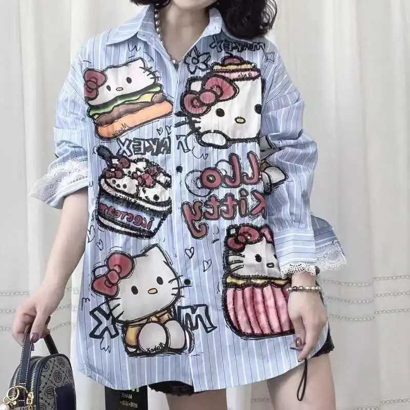 Sanrio Hello Kitty Japanese Style Trend Shirt 2025 Spring Summer New Striped Long Sleeve Blouse Loose Casual Cute Harajuku Shirt
Sanrio Hello Kitty Japanese Style Trend Shirt 2025 Spring Summer New Striped Long Sleeve Blouse Loose Casual Cute Harajuku Shirt