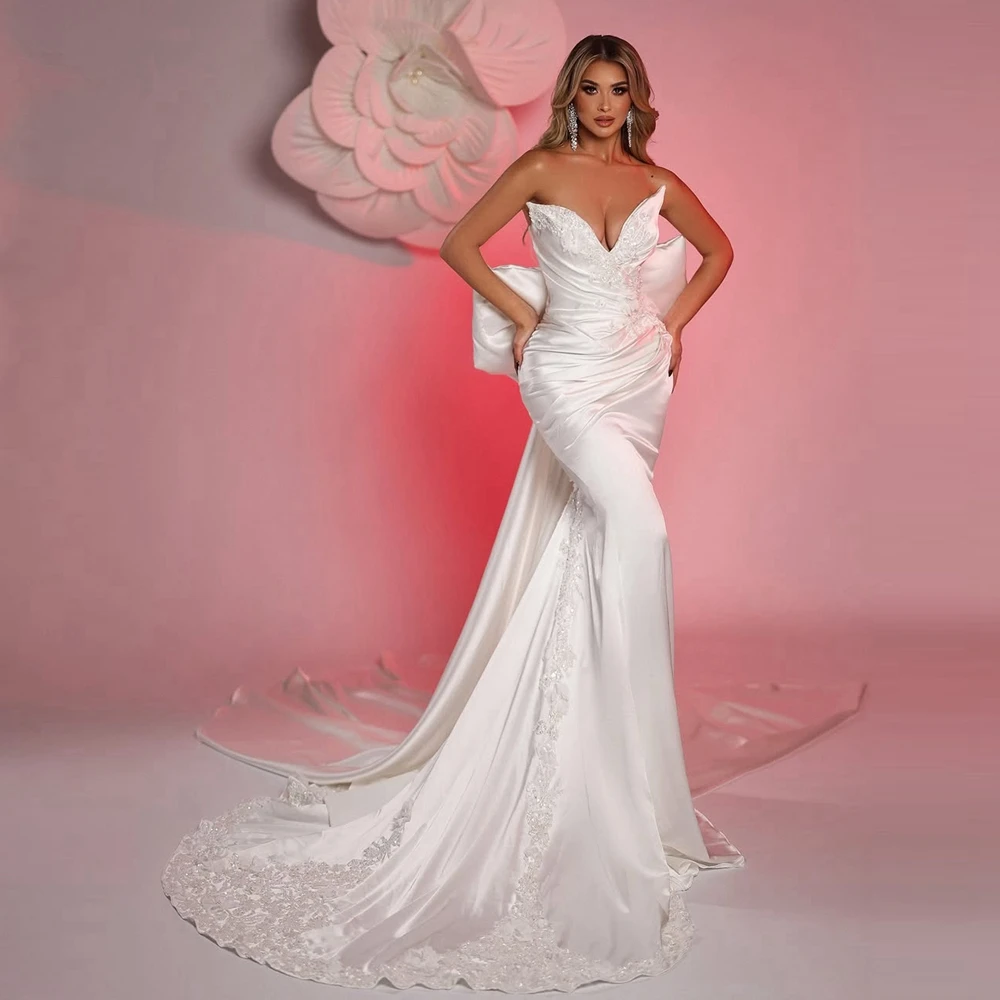 Современные кружевные аппликации, свадебное платье русалки, сексуальное платье из тафты с v-образным вырезом и цветочным принтом для выпускного вечера, длинный шлейф, атласные пышные платья с бантом
Современные кружевные аппликации, свадебное платье русалки, сексуальное платье из тафты с v-образным вырезом и цветочным принтом для выпускного вечера, длинный шлейф, атласные пышные платья с бантом