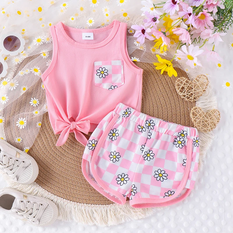 Cute Summer Baby Girl Clothes Sleeveless Tank Tops and Daisy Plaid Shorts Outfit 2Pcs Toddler Girl s Clothing Set
Cute Summer Baby Girl Clothes Sleeveless Tank Tops and Daisy Plaid Shorts Outfit 2Pcs Toddler Girl s Clothing Set