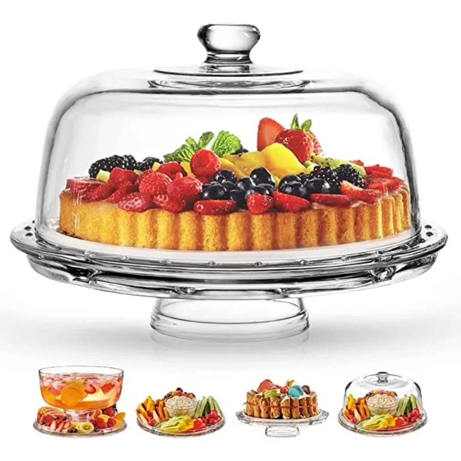 Cake Stand with Dome 6-in-1 Multifunctional Glass Serving Platter for Cakes Desserts Fruits Snacks Pastries Appetizers - Elegan
Cake Stand with Dome 6-in-1 Multifunctional Glass Serving Platter for Cakes Desserts Fruits Snacks Pastries Appetizers - Elegan