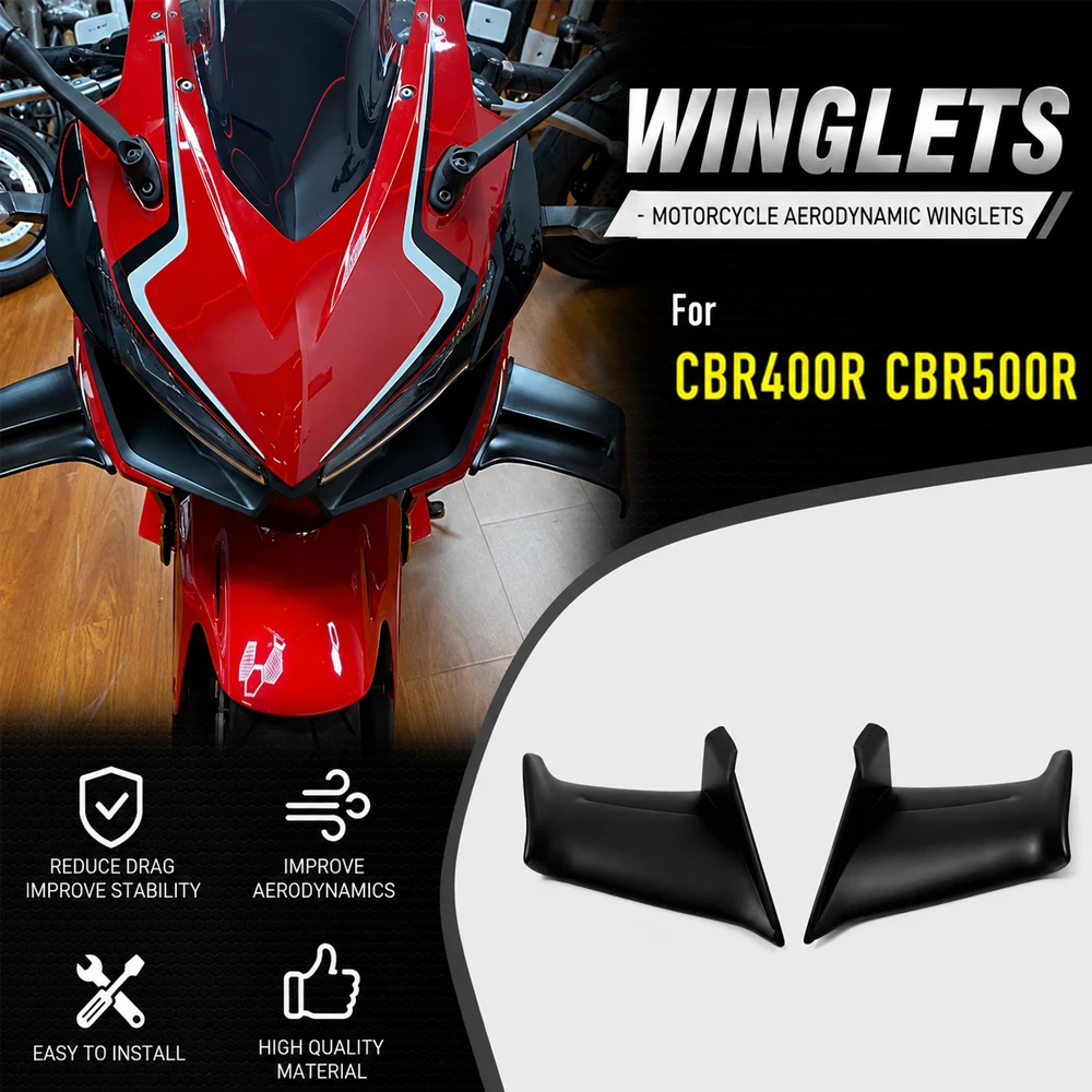 For HONDA CBR400R CBR500R 2019-2023 ABS Aerodynamic Side Winglet Fairing Kit Motorcycle Fixed Wing Spoiler Wing Deflector
For HONDA CBR400R CBR500R 2019-2023 ABS Aerodynamic Side Winglet Fairing Kit Motorcycle Fixed Wing Spoiler Wing Deflector