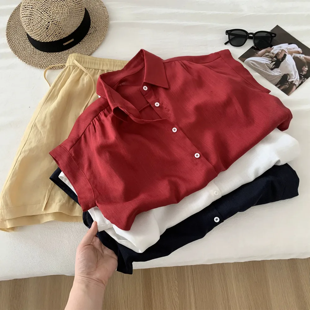 Linen Silk Collar Short Sleeve Shirt Cardigan Summer Shirts
Linen Silk Collar Short Sleeve Shirt Cardigan Summer Shirts